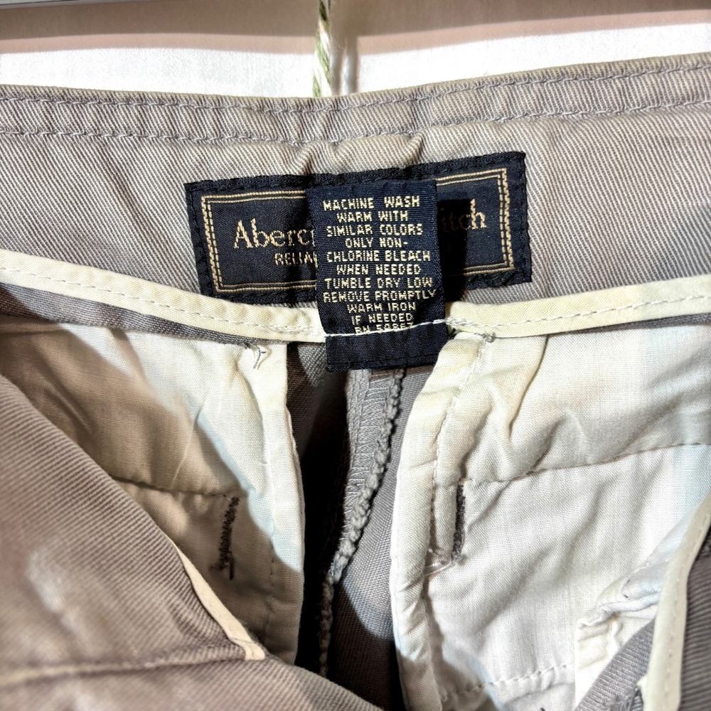Y2K Abercrombie & Fitch Chino Khakis Gray Wide-Leg Pants Trousers Low Rise - Picture 6 of 8